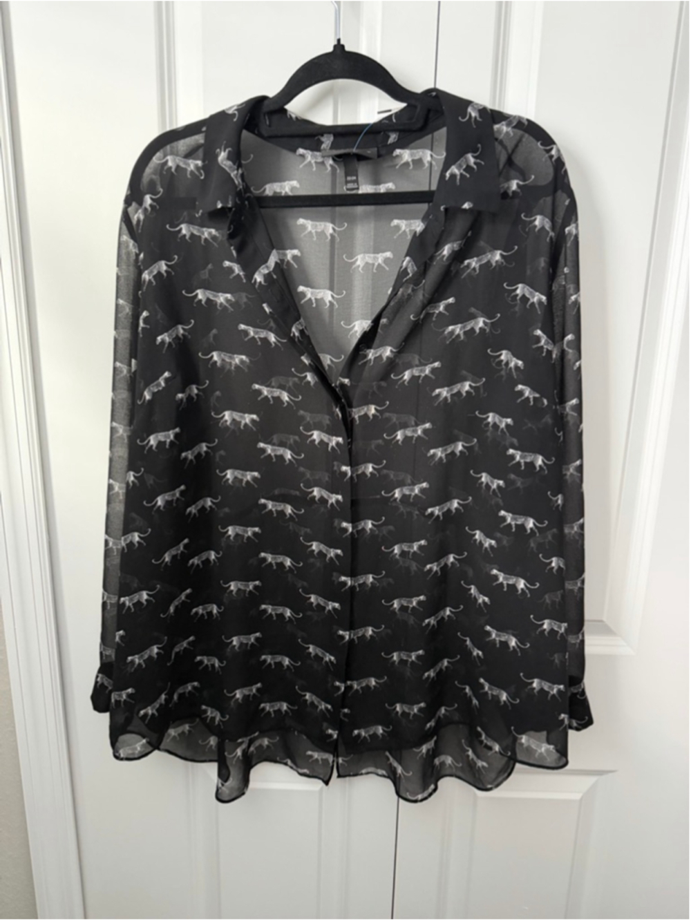 Lane Bryant Black & White Leopard Print Blouse Plus Size 22